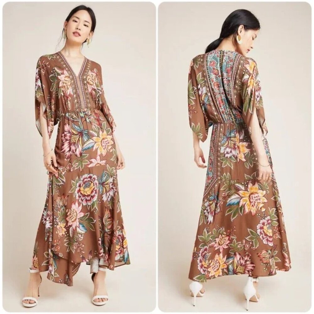 FARM Rio Floral Brown Maxi Dress
